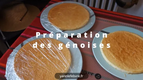 Gâteau fraisier revisité : 3 génoises de 2 cm de hauteur. Yann Lefebvre