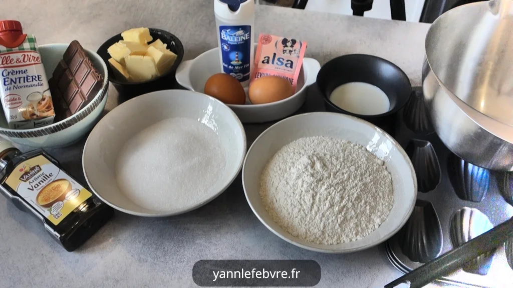 Madeleine avec décoration chocolat par Yann Lefebvre 2025 : ingrédients