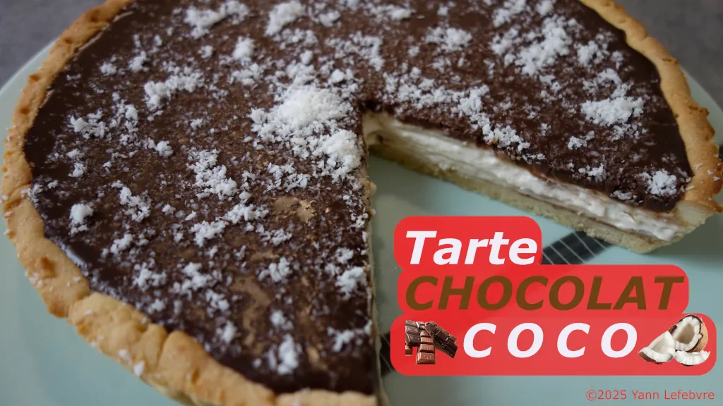 Tarte chocolat coco par Yann Lefebvre : ganache chocolat & crème noix de coco !