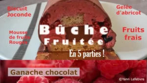 Bûche fruitée avec biscuit Joconde en 5 parties par Yann Lefebvre 2025
