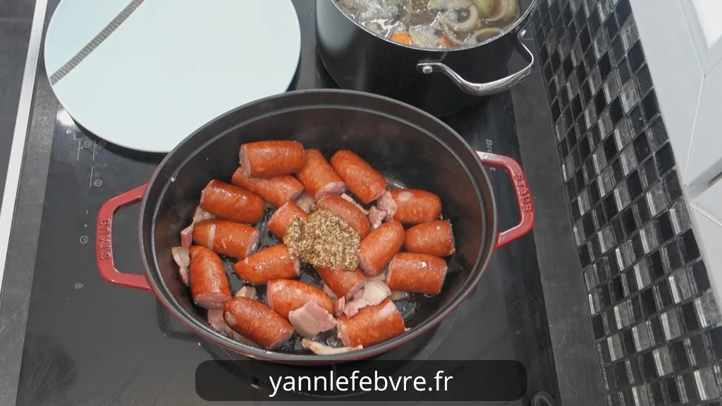 Saucisses aux lentilles : saucisses de Montbéliard et lentilles du Puy bien moelleuses par Yann Lefebvre