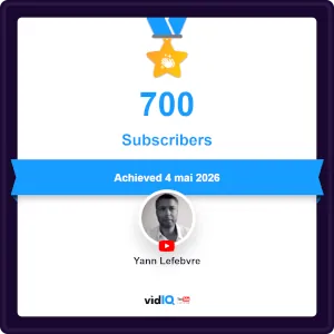 vidiq-certificate-subscribers-Achieved-6-mai-2026-yann-lefebvre-youtube