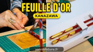 Artisanat feuille d'or : atelier pour créer mes baguettres dorés à la feuille d'or dans le quartier Higashi chaya à Kanazawa par Yann Lefebvre