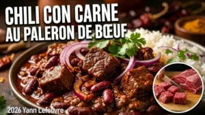 Chili con carne au paleron de boeuf mijoté, recette savoureuse par Yann Lefebvre