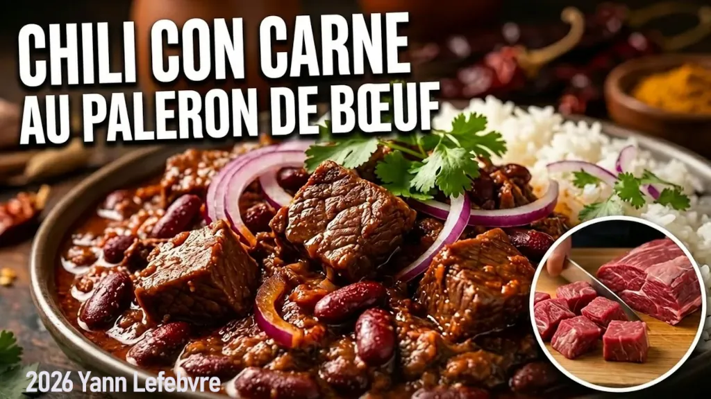 Chili con carne au paleron de boeuf mijoté, recette savoureuse par Yann Lefebvre