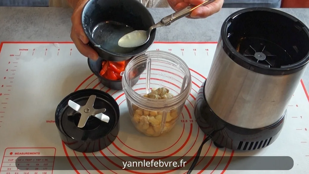 Recette houmous poivrons grillés (prêt en 15 min) par Yann Lefebvre