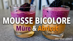 Mousse de fruits maison légère et aérienne, préparée avec des fruits frais de saison comme la fraise ou la mangue. Un dessert rafraîchissant et élégant, parfait pour l’été.