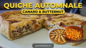 Quiche butternut, champignons et canard confit. Recette gourmande et automnale associant la douceur du butternut, les champignons et le canard confit. Par Yann Lefebvre.