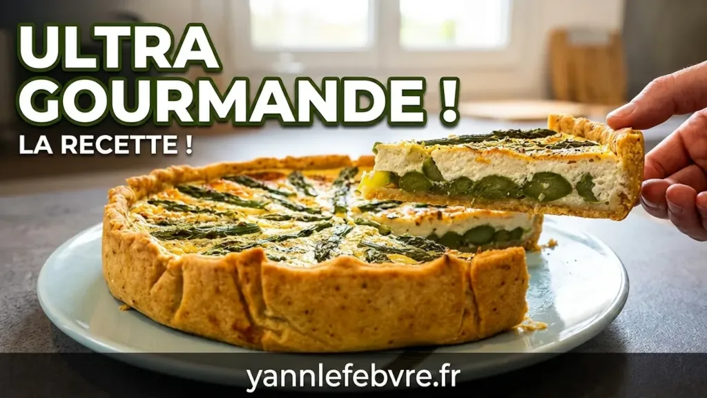 Tarte aux asperges fraîches et au brocciu corse, recette maison de Yann Lefebvre