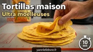 Tortillas de maïs maison 100% farine de maïs. Recette authentique, souples et savoureuses, sans farine de blé. Parfaites pour tacos et fajitas. Par Yann Lefebvre.