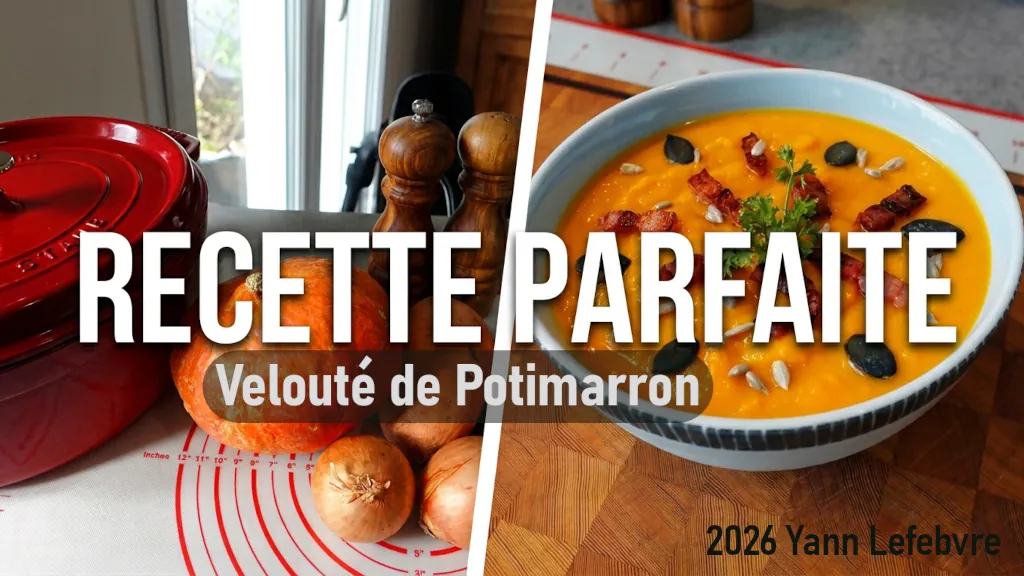 Velouté de potimarron maison, recette simple et rapide. Crème automnale gourmande et réconfortante, parfaite pour les soirées fraîches. Recette facile par Yann Lefebvre.