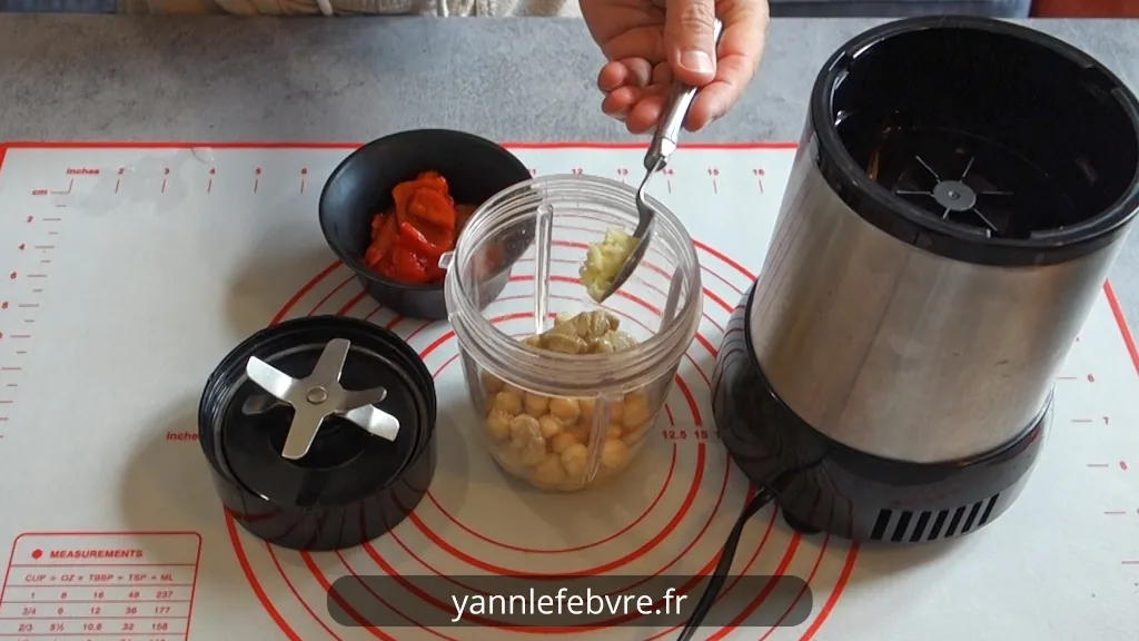 Recette houmous poivrons grillés (prêt en 15 min) par Yann Lefebvre